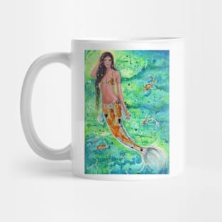 Blossom mermaid with koi art by Renee Lavoie Mug